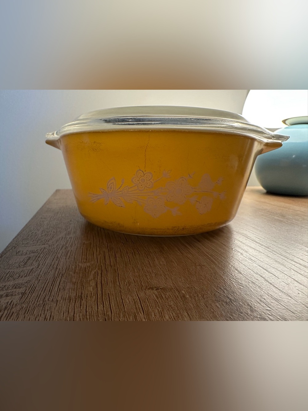 Yellow Floral Glass Storage Dish with Lid - Home Accents